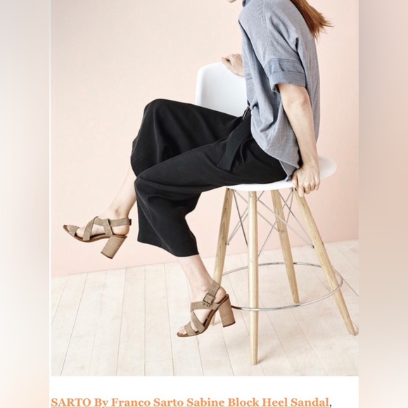 Franco Sarto Sabine lush teal blue suede crossing straps, open toe stacked heel - Picture 13 of 15